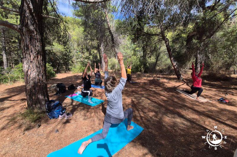 Relaxing after a yoga practice in the natural surroundings of Mount Hymettus