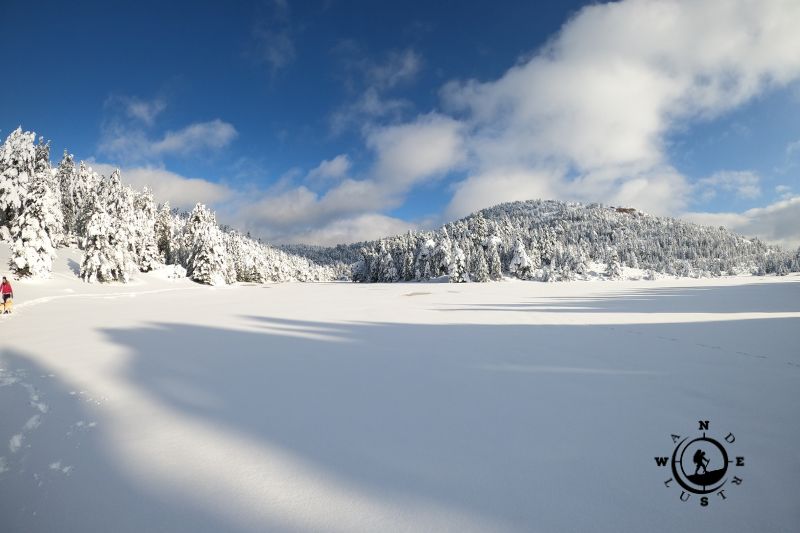 Lake Dasiou in bright winter sunlight