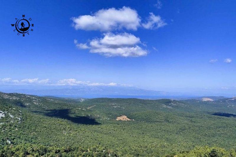 Panoramic view over the forested landscape of Mount Parnitha