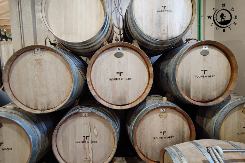 Wine barrels at Troupis Winery in Mantinia
